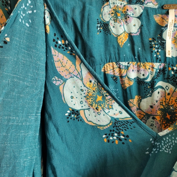 Free People Tuscan Dream floral blue boho tunic - Picture 8 of 10